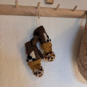 Zara Critter Pom Pom Baby Mittens
